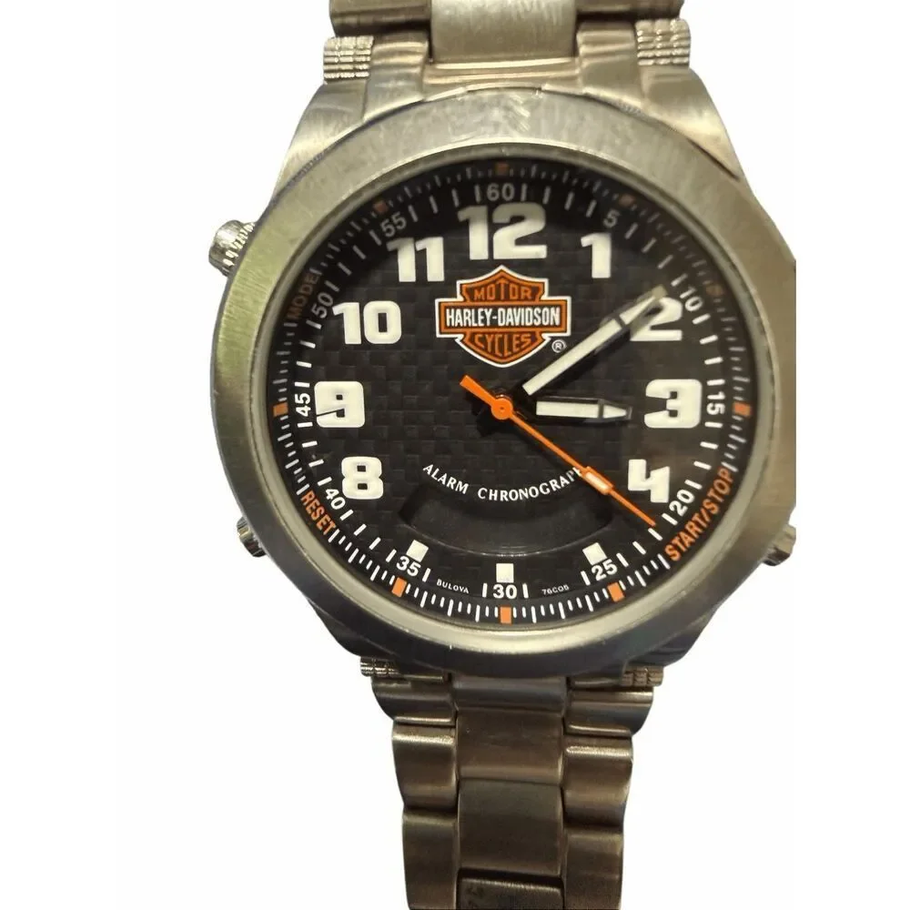Rare 2005 Harley Davidson Bulova Chronograph Men’s  wristwatch model 78A110 New